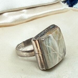 Vintage Stone Silver Statement Ring